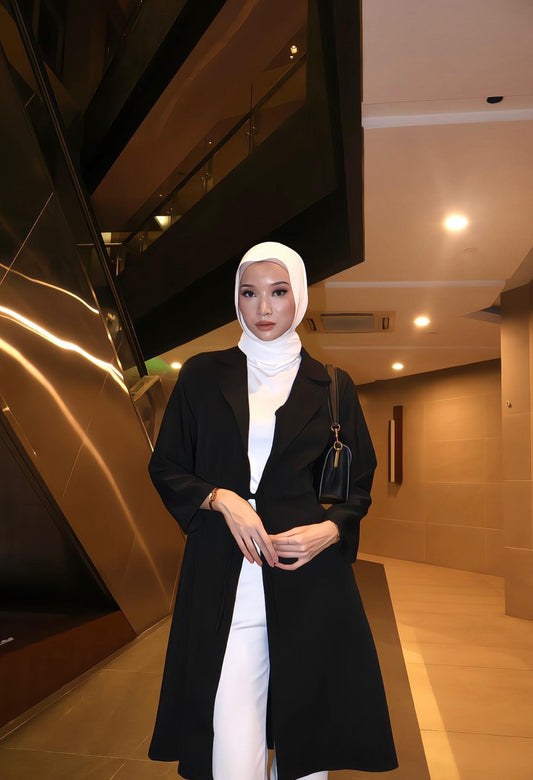 Eldika Jezy Casual Long Coat – Black
