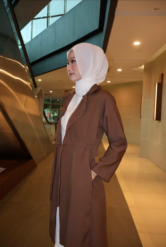 Eldika Jezy Casual Long Coat – Brown